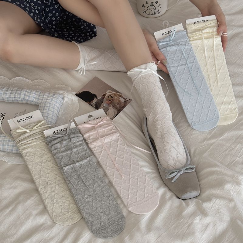 Women's Cotton Mid-Calf Seamless Socks - Breathable Casual Crew