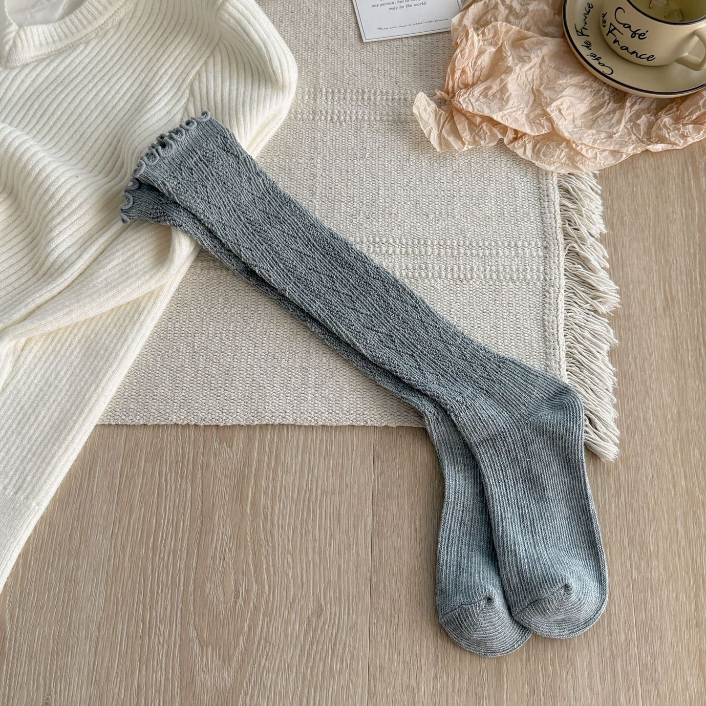 Unisex Cotton Blend Knee-High Mesh Casual Socks