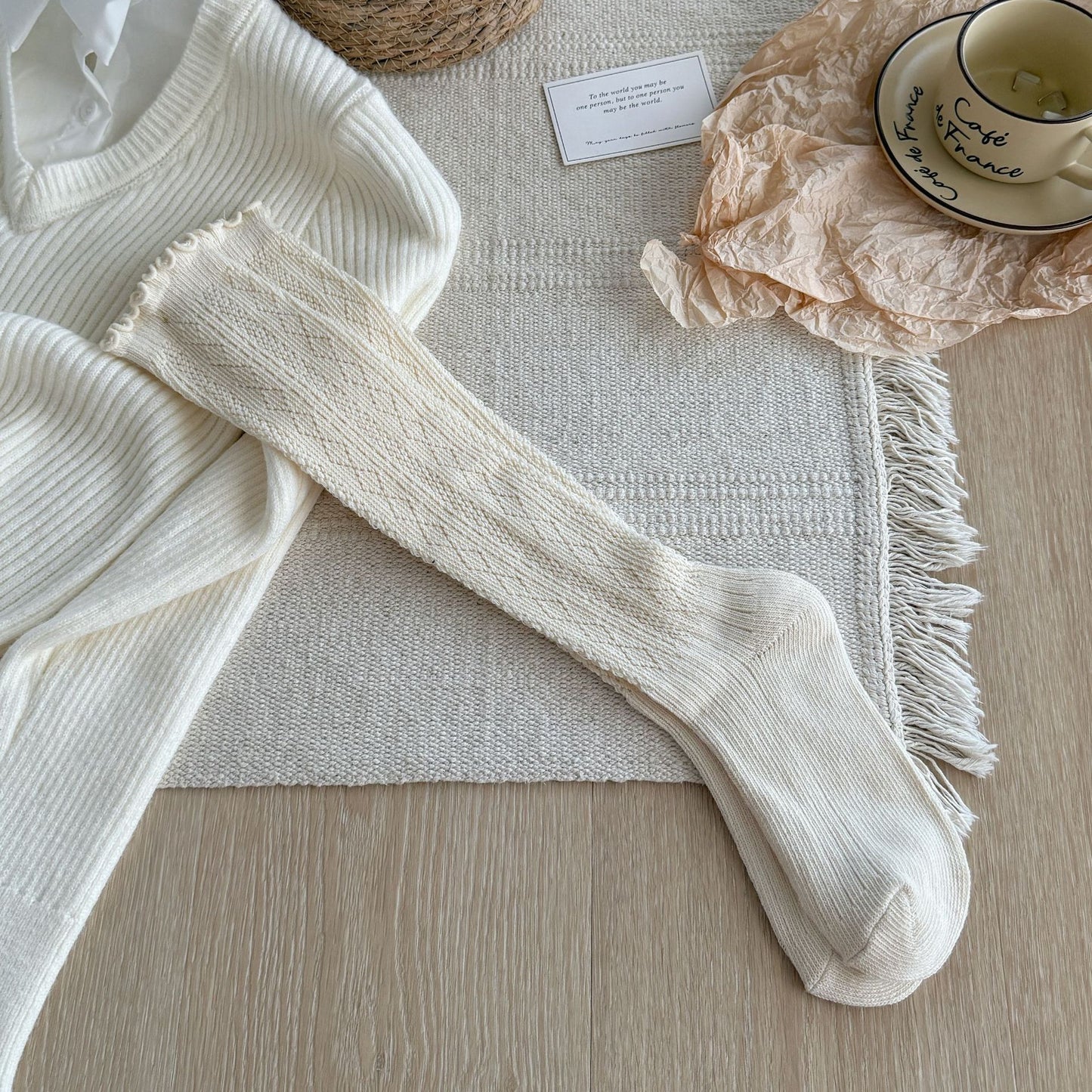 Unisex Cotton Blend Knee-High Mesh Casual Socks