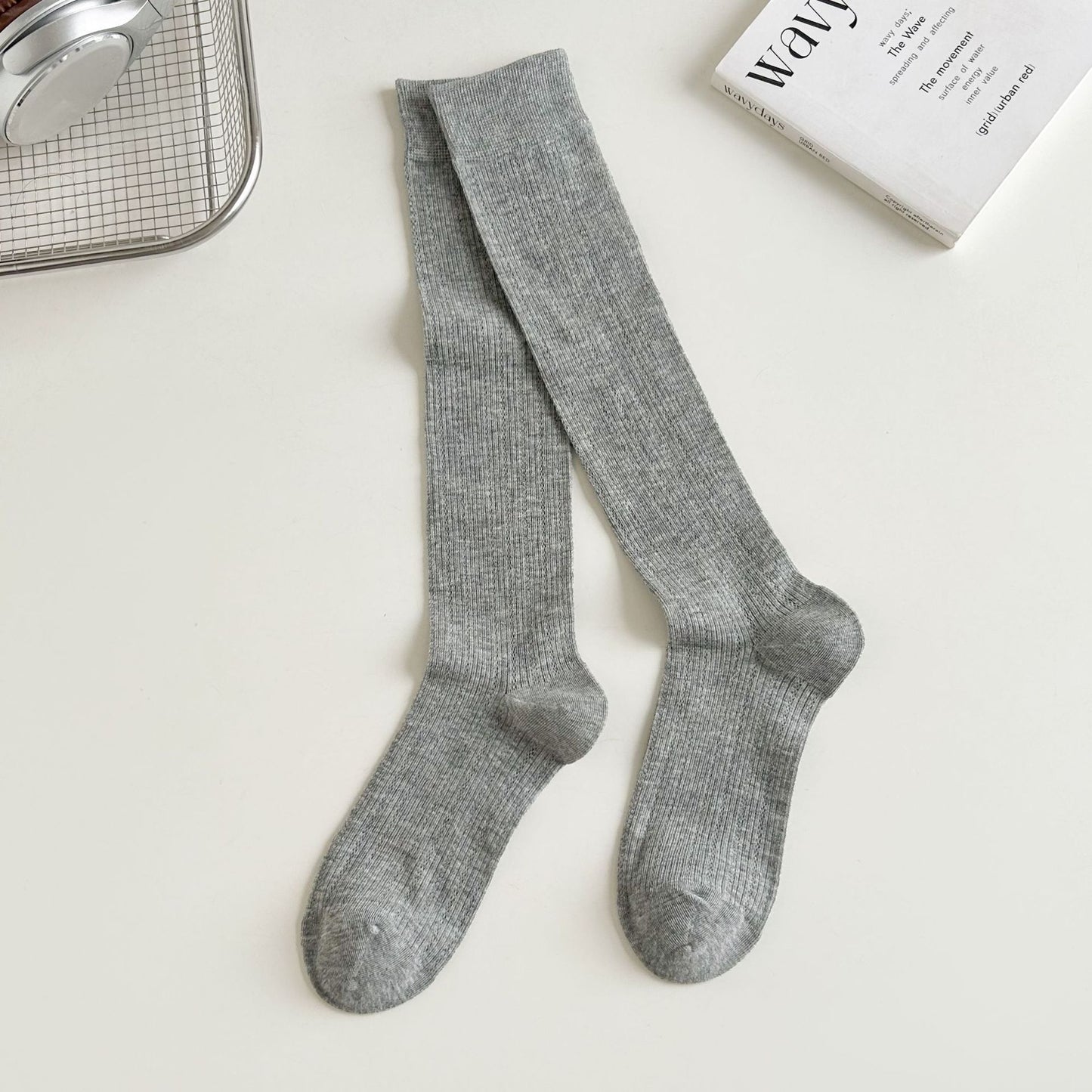 Women's Combed Cotton Mid-Calf Seamless Toe Mesh Socks