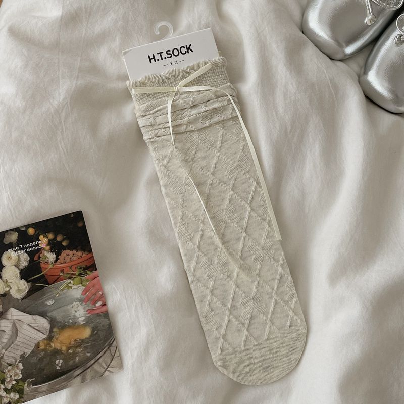 Women's Cotton Mid-Calf Seamless Socks - Breathable Casual Crew