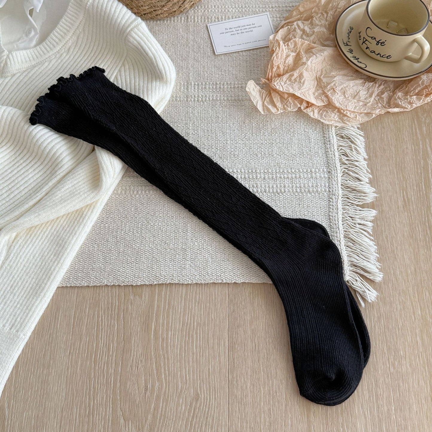 Unisex Cotton Blend Knee-High Mesh Casual Socks