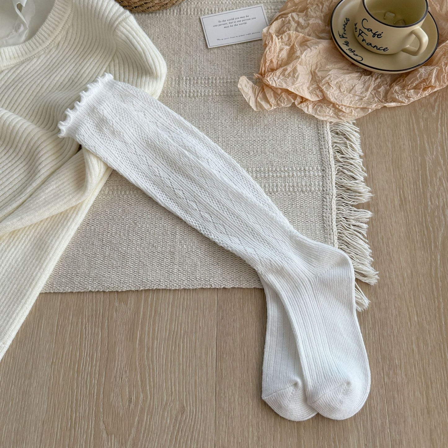 Unisex Cotton Blend Knee-High Mesh Casual Socks