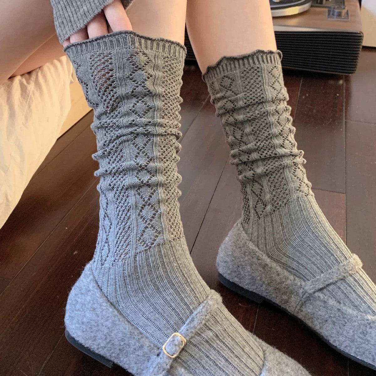 Unisex Cotton Blend Knee-High Mesh Casual Socks