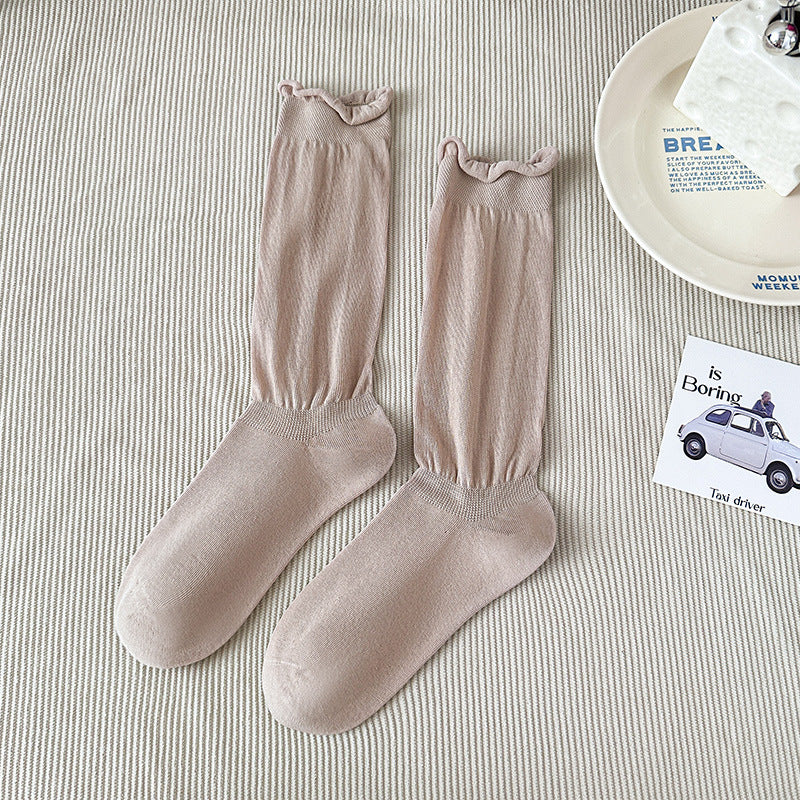 Women's Combed Cotton Knee-High Seamless Toe Socks