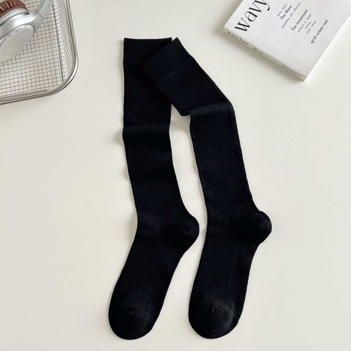 Women's Combed Cotton Mid-Calf Seamless Toe Mesh Socks
