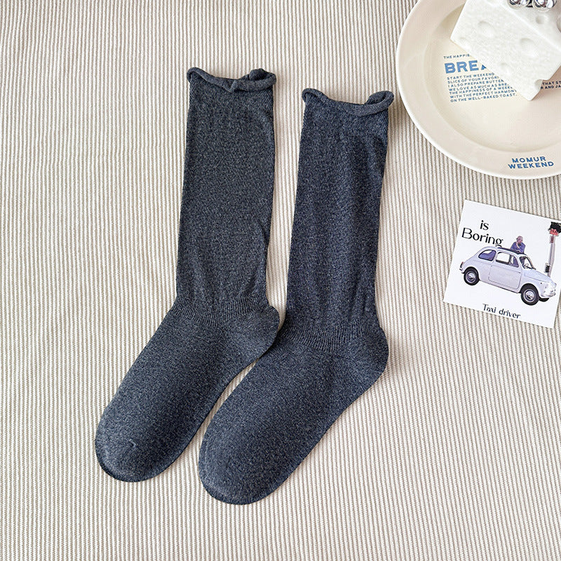 Women's Combed Cotton Knee-High Seamless Toe Socks
