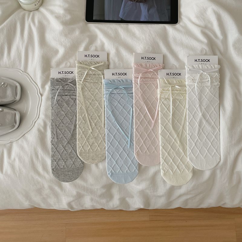 Women's Cotton Mid-Calf Seamless Socks - Breathable Casual Crew